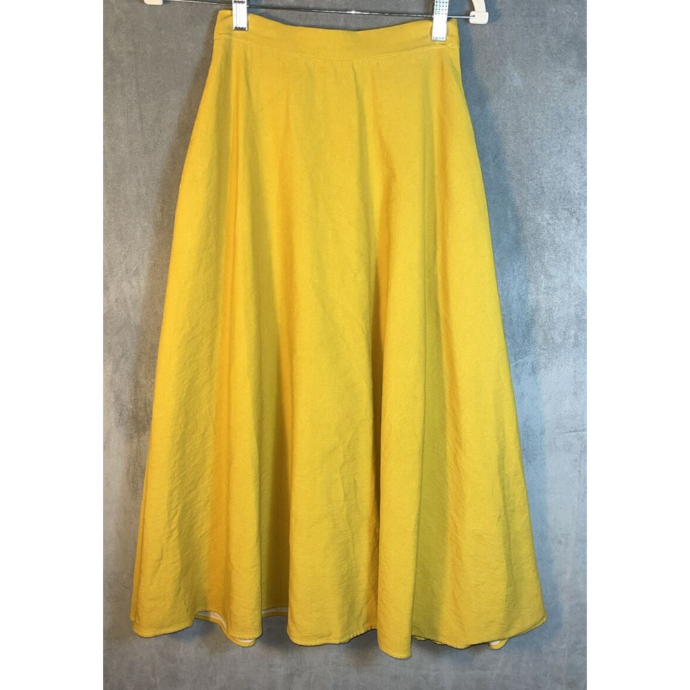 REDYAZEL‎ Women's Rayon Blend Lined Long Skirt Yellow